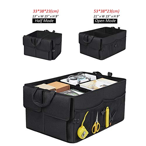 Car Trunk Backseat Organizer for SUV, 8 Pocket Waterproof, Dust-proof, Sturdy Foldable Cargo Net Storage for More Trunk Space with Adjustable Straps, Black