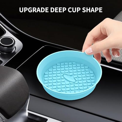 ME.FAN Car Cup Holder Coasters [4 Pack] Silicone Cups Mats, Automotive Universal Non-Slip Recessed Interior Accessories Sky Blue - color: 4pack-sky Blue