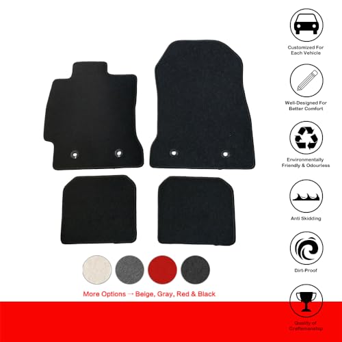 Floor Mat Compatible with 2013-2016 Scion FR-S/2013-2020 Subaru BRZ/2017-2020 Toyota 86, Factory Fitment Floor Mats Carpet Front & Rear Black 4PC Nylon by IKON MOTORSPORTS, 2014 2015 2016 2017