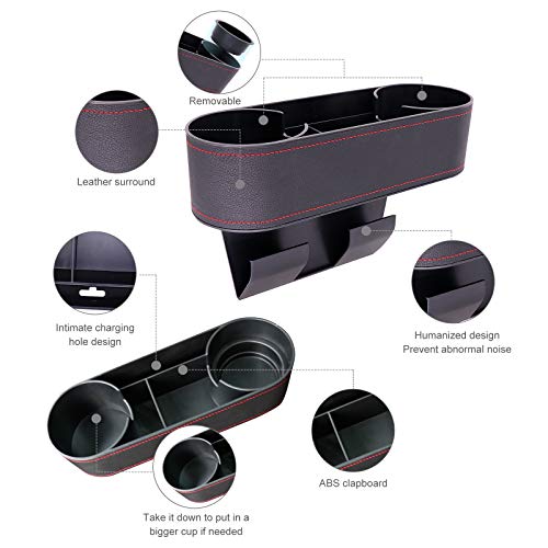 Car Seat Organizer Cup Drink Holders,Multifunctional Gap Filler Storage Box,Insert Organization Helps Reduce Distracted Driving&Holds Phone Mount Mug Bottle Cellphones Coasters Wallet Cards (Black) - color: UGBD-Black