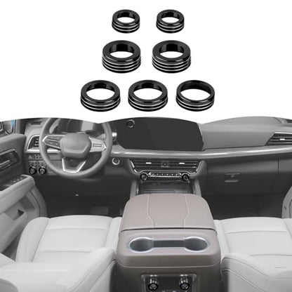 RT-TCZ Center Console Switch Knob Button Cover AC Radio Switch Knob Cover Trim Interior Accessories for Chevrolet Chevy Tahoe 2024 2025,7PCS (Black) - color: Black