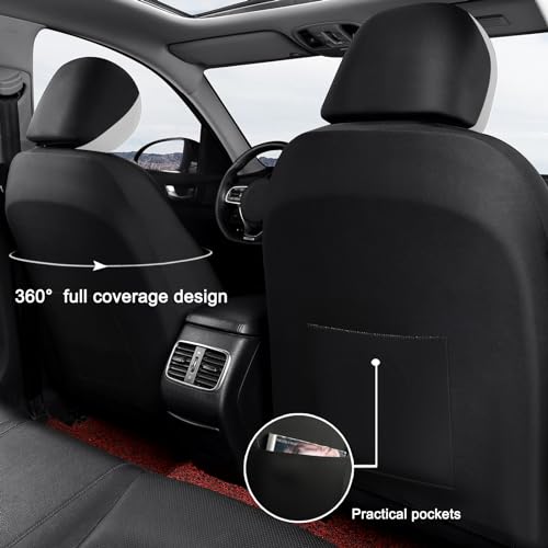 GIANT PANDA Front Car Seat Covers, Bucket Seat Covers,Faux Leather Low Back Auto Seat Covers for Cars, Trucks, Jeep, Van, SUV, Pickup, Airbag Compatible (Gray) - color: Gray(Separate headrest)