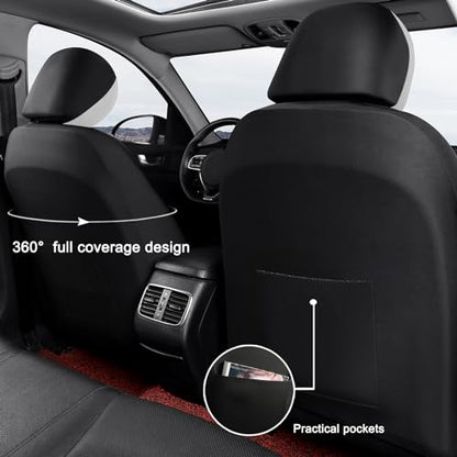 GIANT PANDA Front Car Seat Covers, Bucket Seat Covers,Faux Leather Low Back Auto Seat Covers for Cars, Trucks, Jeep, Van, SUV, Pickup, Airbag Compatible (Gray) - color: Gray(Separate headrest)