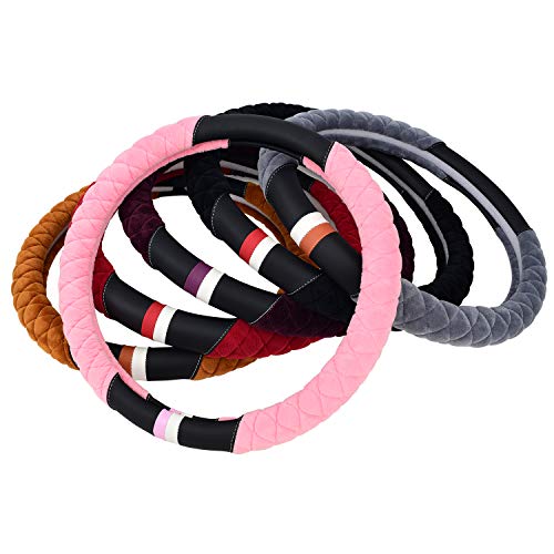 Cxtiy Fluffy Steering Wheel Cover Women Men Plush Steering Wheel Warmer for Winter Soft Fuzzy Luxury Car Accessories (A-Gray) - color: gray