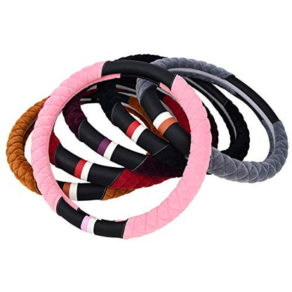 Cxtiy Fluffy Steering Wheel Cover Women Men Plush Steering Wheel Warmer for Winter Soft Fuzzy Luxury Car Accessories (A-Gray) - color: gray