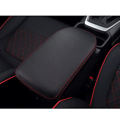 INTGET for Toyota RAV4 Accessories 2025 2024 2023 2022 2021 2020 2019 and 2021-2024 RAV-4 Prime Center Console Cover Leather Armrest Middle Console Lid Cover Arm Rest Covering Car(Red) - color: red