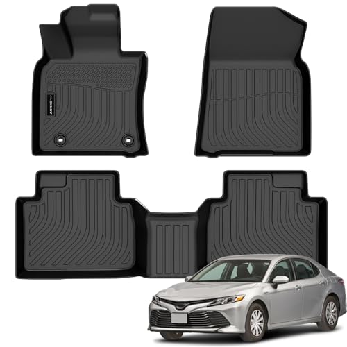 Auxko All Weather Floor Mats Fit for Toyota Camry Hybrid 2018-2024 TPE Rubber Liners Set Camry Hybrid Accessories All Season Guard Odorless Anti-Slip Floor Mats 2 Row - size: camry hybrid|2018-2024|floor mats