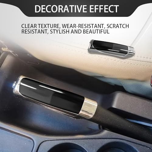 Car Handbrake Cover, Brake Covers for Cars, ABS Anti-Scratch Wear-Resistant Protective Cover with Comfortable Grip, Car Decor Accessory Handbrake Grip Cap Fit Most Cars (Bright Black)