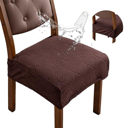 Removable Washable Dining Chair Seat Covers Set of 2,Stretch Jacquard Chair Seat Cushion Protector Slipcovers, Rear Covers - color: Chocolate, size: 2PCS-Rear-covered