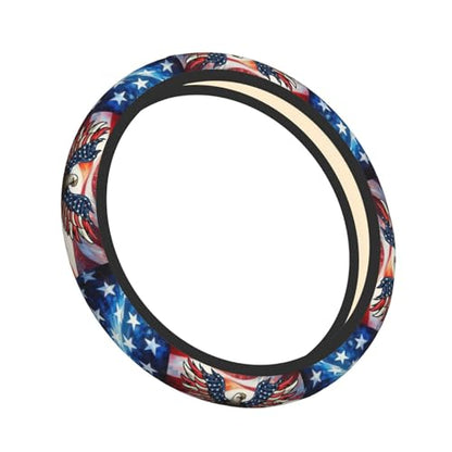 American Flag Neoprene Steering Wheel Cover Anti-Slip Elastic Eagle Pattern Steering Wheel Protector 15in Universal Car Accessories Fit Cars, SUVs, Auto - color: Eagle USA Flag