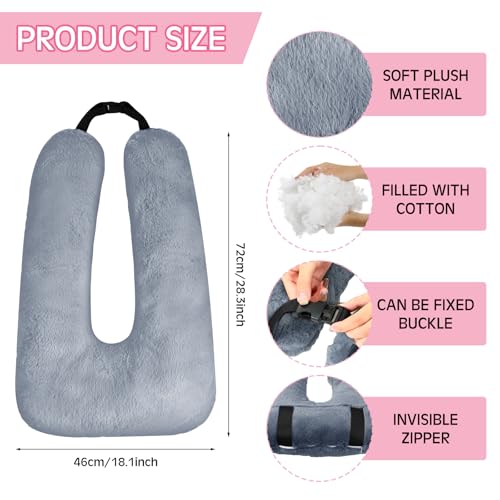 Barydat 2 Pcs Car Travel Pillow for the Back Seat 28 x 18 in Sleeping Reading Pillows for Long Distance Travel Car Cushion for Kids Adults Head and Body Support U Shaped Pad for Travel(Gray, Pink) - color: Gray, Pink