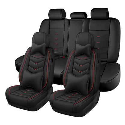 Car Seat Cover for KIA Soul 2010-2025, Seat Covers Full Set,Non-Slip Waterproof seat Cover,Wear-Resistant Nappa Leather car seat Covers. (Luxury 5 Seats/Black) - color: Black, size: Luxury 5 Seats