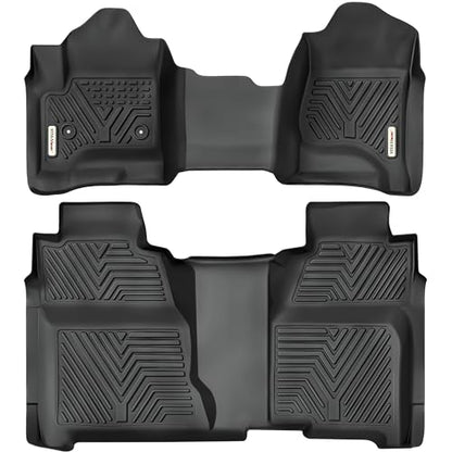 YITAMOTOR Floor Mats Compatible with 2014-2018 Silverado/Sierra 1500, 2015-2019 2500HD/3500HD Crew Cab, with 1st Row Bench Seat, All Weather TPE Custom Fit Silverado Floor Liners 1st & 2nd Row, Black - style: 14-18 Silverado/Sierra 1500 2500HD 3500HD Crew