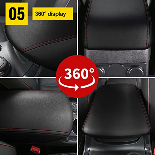 Center Console Armrest Covers for Ford Explorer 2011-2019 Black with Red Stiches - color: black with red stiches