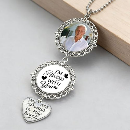 Custom Photo Pendant - Personalized Memorial Car Charm Interchangeable Charms (Wings/Heart)(gem-5) - color: Gem-5