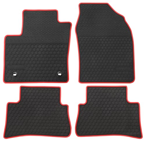 Car Floor Mats Custom Fit for Toyota C-HR 2018 2019 2020 2021 2022 2023 Black Red Rubber Car Floor Liners Set All Weather Protection Heavy Duty Odorless - color: Red Edge