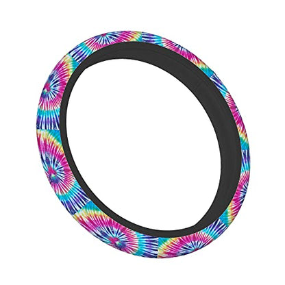 Swono Tie Dye Car Steering Wheel Cover Universal 15 Inch with Grip Contours Spiral Tie Dye Pattern Background Neoprene Auto for Men and Women Non-Slip Breathable Soft - color: multi-061