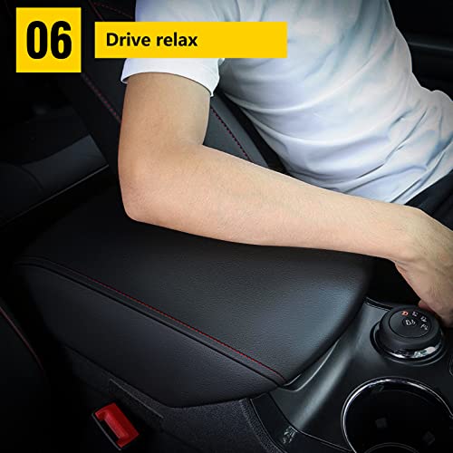 Center Console Armrest Covers for Ford Explorer 2011-2019 Black with Red Stiches - color: black with red stiches