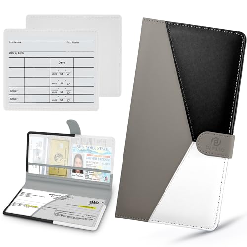 Vehicle-Glove-Box-Organizer,Car-Registration-and-Insurance-Holder with Magnetic Closure Leather-Car-Insurance-Holder for Cards Auto Car Wallet Essential Driver License