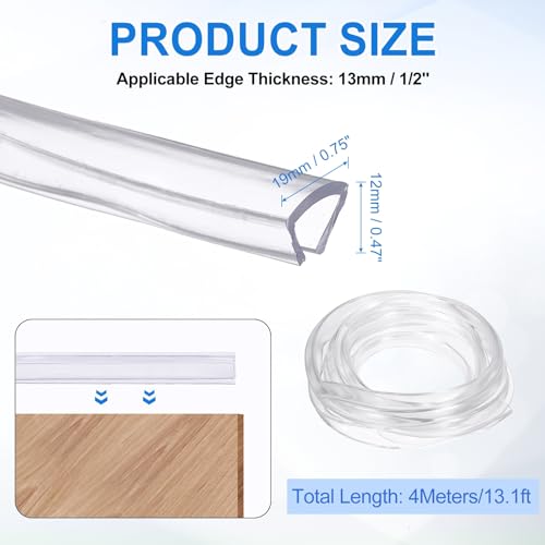 uxcell Clear Edge Trim, 13.1Ft Silicone U Channel Edge Protector, Edges Guards Fits 1/2" for Car Doors Sheet Metal Parts (3/4" W x 15/32" H) - size: 13.1Ft x 3/4" x 15/32", Fits 1/2"