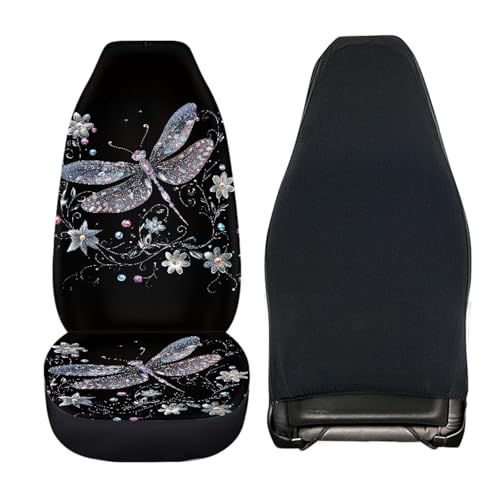 Art Dragonfly Car Seat Cover Full Set Cute Auto Front Seat Dragonfly Car Accessories Set Protective Breathable Split Bench Seat Cushion Pads Set of 4 Pack Protective,Universal Fit - color: Artistic Dragonfly
