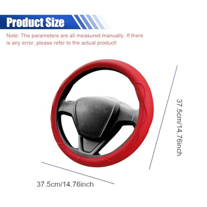 Car Steering Wheel Cover, 15 Inch Leather Anti-Slip Breathable Automotive Steering Wheel Protector, Universal Heat Resistant Vehicle Interior Accessories Cars, SUVs, Trucks(Red) - color: Red