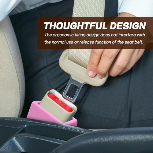 2PCS Car Seat Belt Buckle Holder, Easy Access Silicone Auto Seatbelt Buckle Booster, Seat Belt Buckles Fixer Cover Makes Receptacle Stand Upright Buckling for Kids, Car Accessories (Pink) - color: Pink