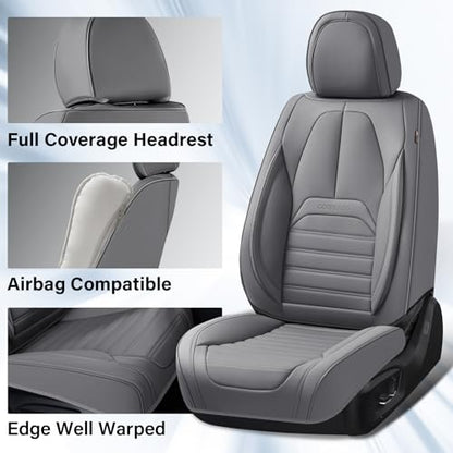Coverado Seat Covers, Car Seat Covers Front Seats, Automotive Seat Covers, Waterproof Nappa Leather Car Seat Cover, Car Seat Cushion, Gray Seat Covers Carseat Cover Universal Fit for Most Cars - color: Gray-A, size: Front