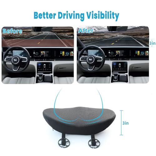 Car Seat Cushion for Driving - Comfort Memory Foam for Car Driver Seat- Back Support, Pain Relief - for Car Travel, Long Trips (Black)