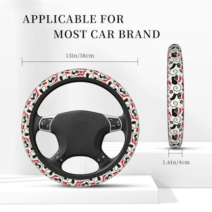 Cute Christmas Cat Kitty Kitten Car Steering Wheel Cover,Non-Slip Elastic Neoprene-Sweat Car Accessories,Universal 15 Inch Fit Auto, Vans Trucks,Suvs, Truck - color: Cat