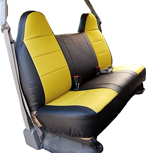 Custom-FIT Artificial Leather Front Bench seat Covers Designed for Ford F-250 350 450 (Black/Yellow) - color: Black/Yellow