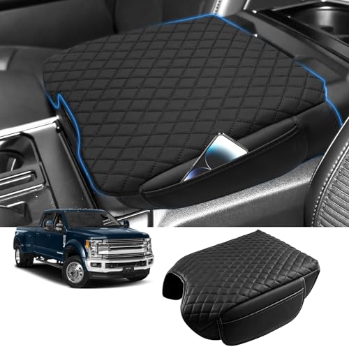 Sze Center Console Cover for 2015-2020 Ford F-150 F150 / 2017-2022 F250 F350 F450 / 2018-2024 Expedition Car Armrest Storage Mat PU Leather Arm Rest Pad Console Box Cover Center Console Cushion - color: 2015-2020 Ford F-150