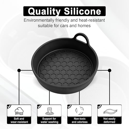 SINGARO Car Cup Holder Coaster, 4PCS Silicone Cup Holder Insert, Universal Non-Slip Cup Holders, Car Interior Accessories for Women and Man, Black - color: Black