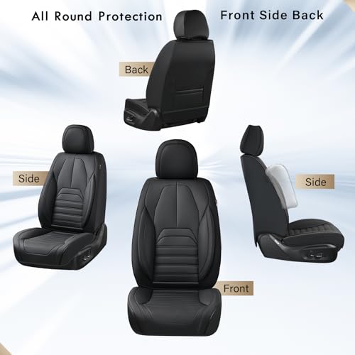 Coverado Seat Covers, Car Seat Covers Front Seats, Automotive Seat Covers, Waterproof Nappa Leather Car Seat Cover, Car Seat Cushion, Black Seat Covers Carseat Cover Universal Fit for Most Cars - color: Black-A, size: Front