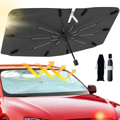 2026 Windshield Sun Shade Umbrella, Foldable Car Umbrella Sunshade with UV Block Car Front Window (Heat Insulation Protection) for Auto Windshield Covers Blackout Trucks Cars (Large)