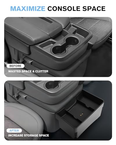 for Double Layer Center Console Hanging Organizer Box Compatible with 2019-2026 Silverado/Sierra 1500& 2020-2026 Silverado/Sierra 2500HD/3500HD Accessories(Split-Bench Folding Seat Only) - color: (20-26)Split-Bench Folding Seat Only 2-Black