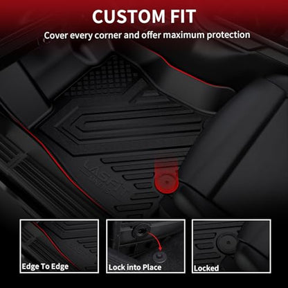 LASFIT Floor Mats for Ram 1500 Quad Cab 2019-2024 Bucket Seat Without 2nd Row Under seat Storage, All Weather TPE Custom Fit Car Mats Floor Liners 1st & 2nd Row, Black（ Not Fit 1500 Classic Model） - style: 2) 1500 | 2019-2024 |Quad Cab Floor Mats