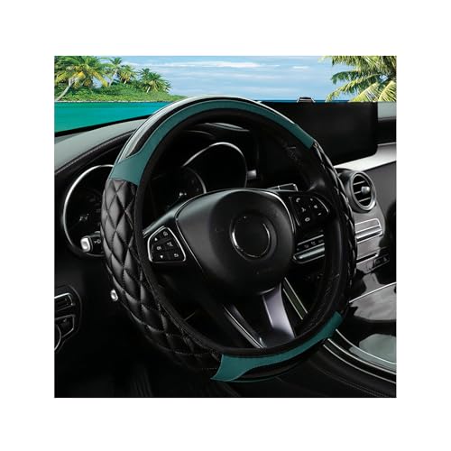 Car Steering Wheel Cover, 14.5-15inch Leather Anti-Slip Car Wheel Cover Protector, Safety Comfortable Desgin, Universal Auto Steering Wheels Accessories for Cars Truck SUV (Dark Green) - color: Dark Green