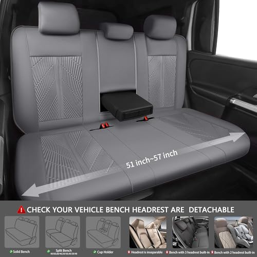 CAR PASS Waterproof Car seat Covers Full Sets Neoprene Wetsuit, All-Weather Non-Slip Durable, Universal Fit for SUV Sedans Trucks Vans Automotive, Armrest Airbag Compatible, 3D Emboss All Gray - color: ALL Gray, size: Full Set