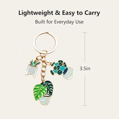 YOUNGGRACE Succulent Shaped Keychain 3-Pack for Women, Decorative Plant Keychain Set with Plant, Car and Moon Charms, Stylish Accessories for Bags or Car Keys, Unique Gift Idea for Plant Lovers
