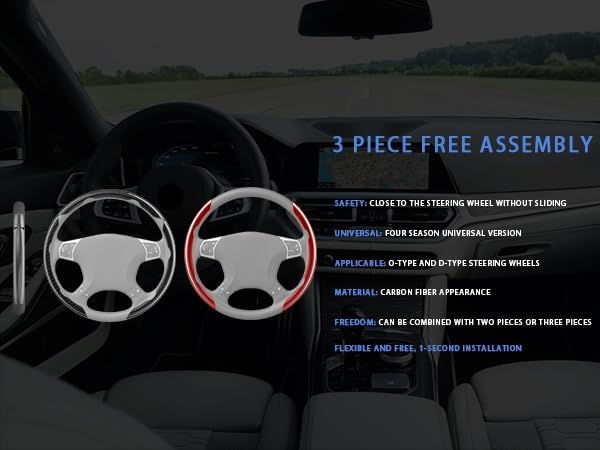 Steering Wheel Covers, 3PCs Leather Anti-Skid Clip on Car Steering Wheel Cover Protector Universal for Most Car Wheel, Misty Blue - color: Misty Blue