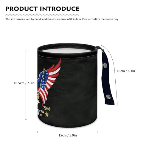 250TH Anniversary of America Flag Eagle Car Front Seat Can Foldable Auto Console Center Back Seat Garbage Container Bag Kitchen Rubbish Bin Fashion Vehicle Organization Basket - color: 250TH Anniversary of America Flag Eagle