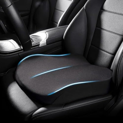 Adult Car Booster Seat Cushion, Car Seat Driver Height Boost Mat Memory Foam Car Seat Cushions Pad Improve Driving View Non-Slip 3D Office Chair Cushion Pressure Relief (Black) - color: Black