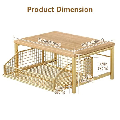 Funecy Coffee Pod Drawer Holder,Coffee Machine Storage Rack,Home Kitchen Counter Coffee Bar Organizer,Storage Basket Drawer (Gold) - color: Gold