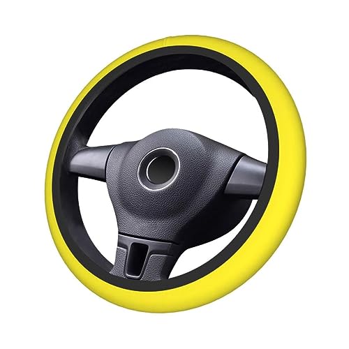 Elastic Stretch Steering Wheel Cover,Warm in Winter and Cool in Summer, Car Universal 15 inch, Microfiber Breathable Ice Silk, Anti-Slip, Odorless, Easy Carry,Yellow - color: Yellow