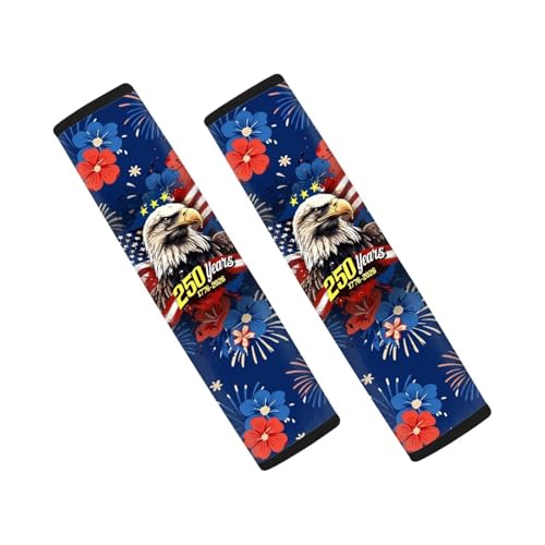 Dreaweet 250 Years Patriotic Eagle Seatbelt Covers 2 Pcs Car Seat Belt Cover Pad Soft Comfort Neoprene Seatbelt Cushion Universal Car Seat Shoulder Pads for Seat Belts - color: 250 Years Patriotic Eagle