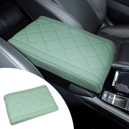 Hovom Car Center Console Armrest Pillow, 12.6"×7.87"×1.97" Leather Arm Rest Cover for Cars, Soft Comfortable Auto Armrest Cushion Pad, Vehicle Middle Console Cover, Car Accessories (Green) - color: Green