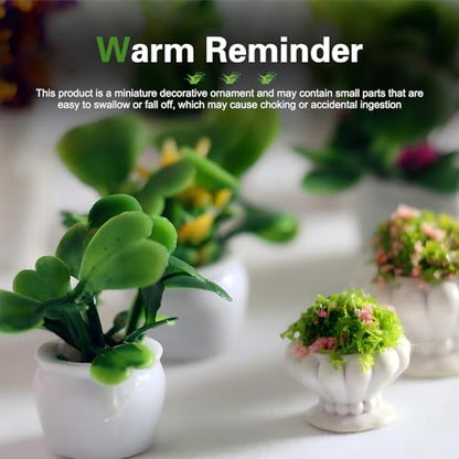 12 PCS Mini Car Plant Decor, Miniature Bonsai Faux Flower Potted Plants for Dashboard Decoration, Universal Cars Interior Decoration Gift (Green)