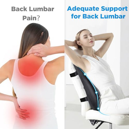 Teemour High Back Support Pillow for Office Chair, Fully Support Back Cushion - Memory Foam Lumbar Support Pillow for Office Chair, Desk, Gaming Chair, Promotes Posture Pain Relief Adjustable Straps - size: Long Back