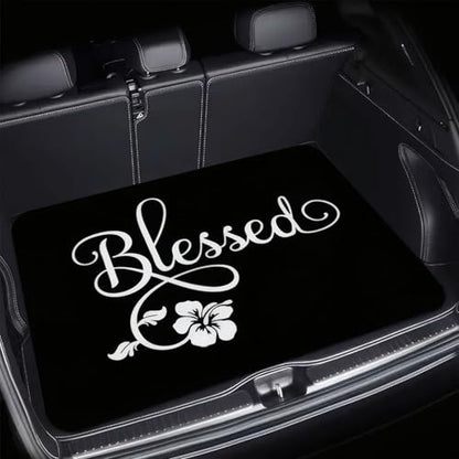 Universal Car Trunk Mat 29" x 39", Alphabet Flowers All Weather Trunk Protection Cargo Liner, Durable Cargo Mat Rear Trunk Liner,Stylish Vehicle Interior Accessories Suitable for Most Car Models - color: Alphabet Flowers